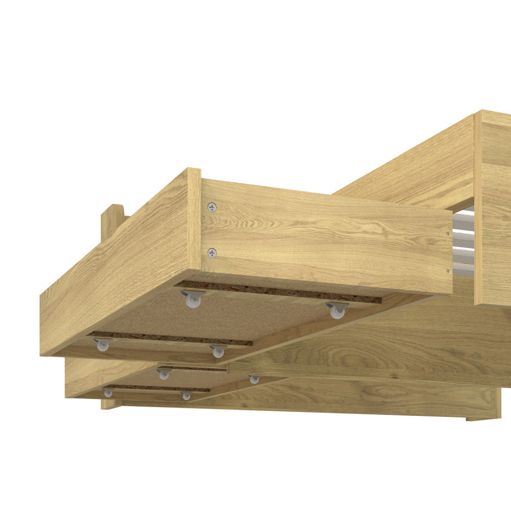 Sorrento 2 Drawer Storage Bed and 2 Charging Ports | Multi Storage Wood Style Bed Frame with USB Chargers