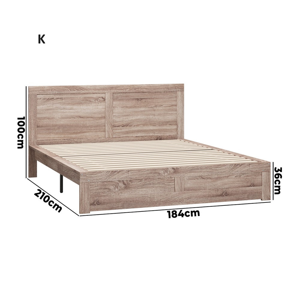 Aspire Luxe Light Oak Woodgrain Timber Bed | Easy Assembly Quality Woodgrain Bed Frame