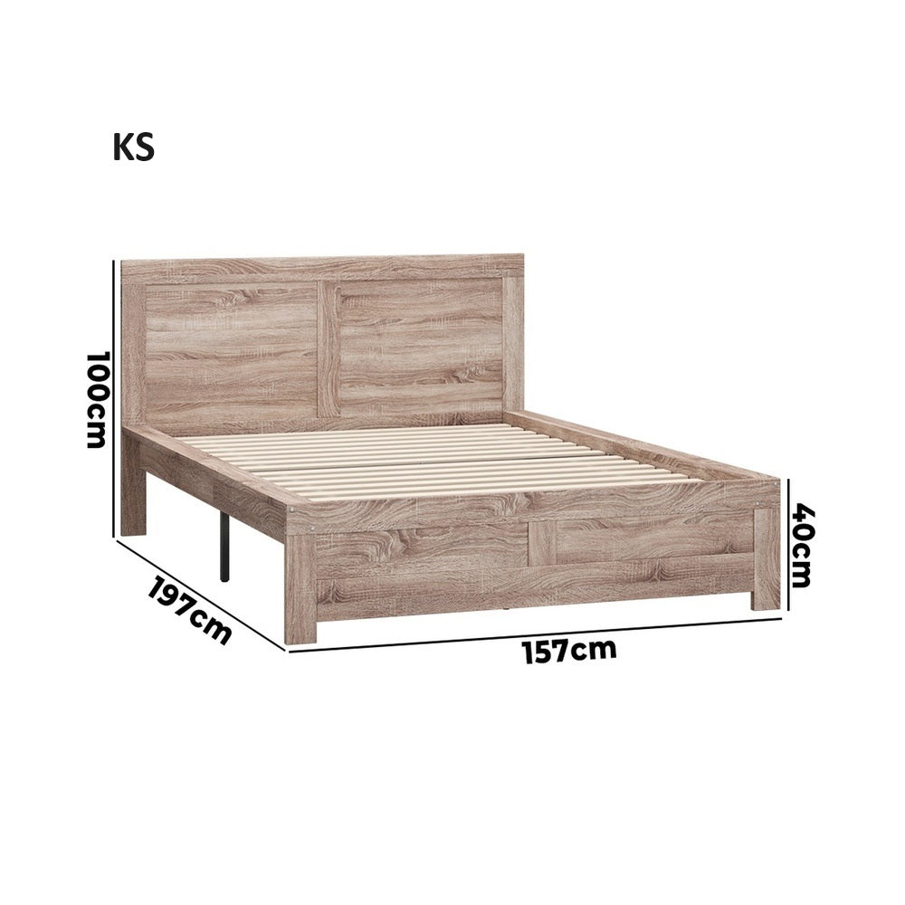 Aspire Luxe Light Oak Woodgrain Timber Bed | Easy Assembly Quality Woodgrain Bed Frame