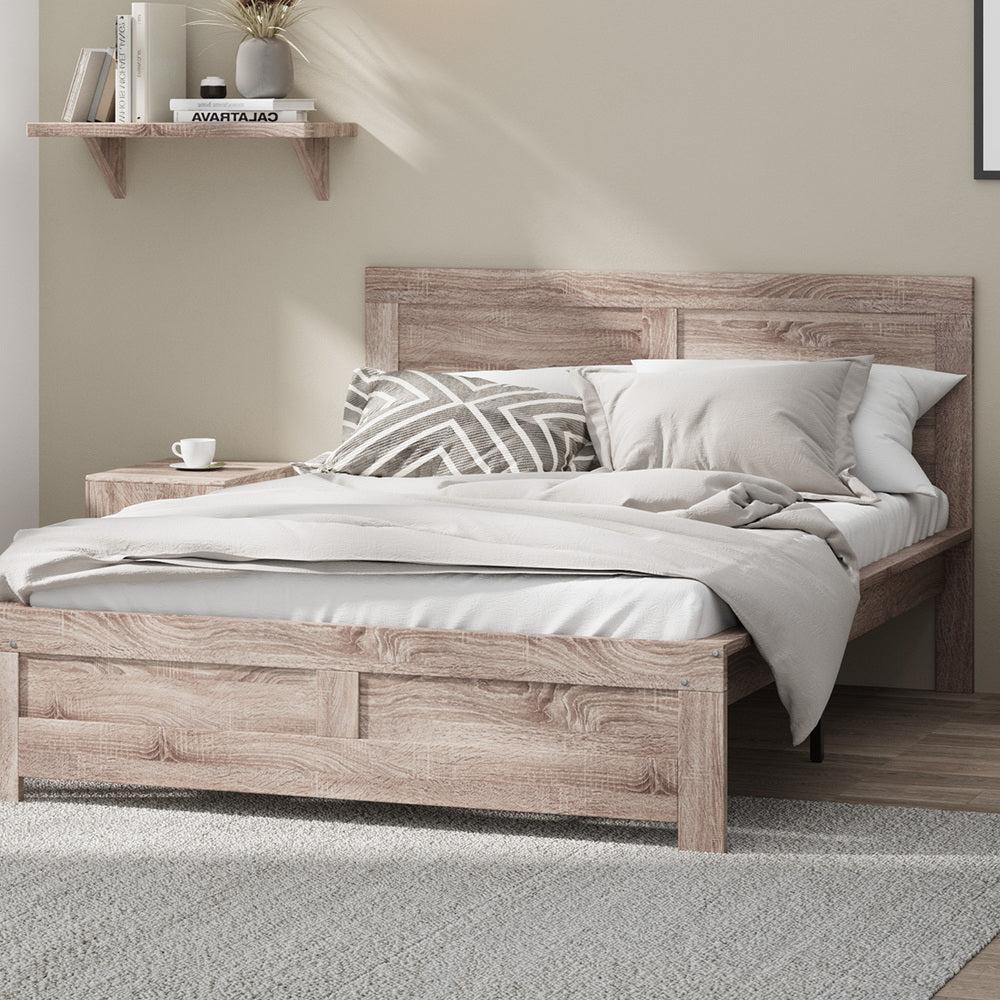 Aspire Luxe Light Oak Woodgrain Timber Bed | Easy Assembly Quality Woodgrain Bed Frame