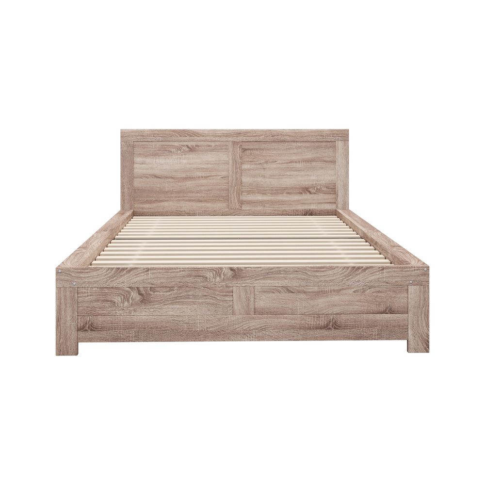 Aspire Luxe Light Oak Woodgrain Timber Bed | Easy Assembly Quality Woodgrain Bed Frame