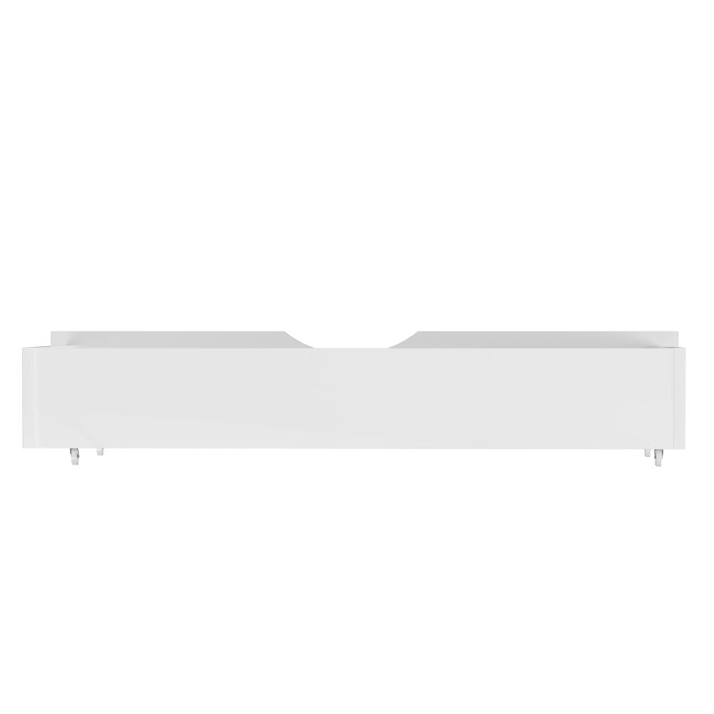 Set of Two Space Saving Bed Frame Storage Drawers | Wheel Slider Timber Trundle for Wooden Bed Frame Base in White