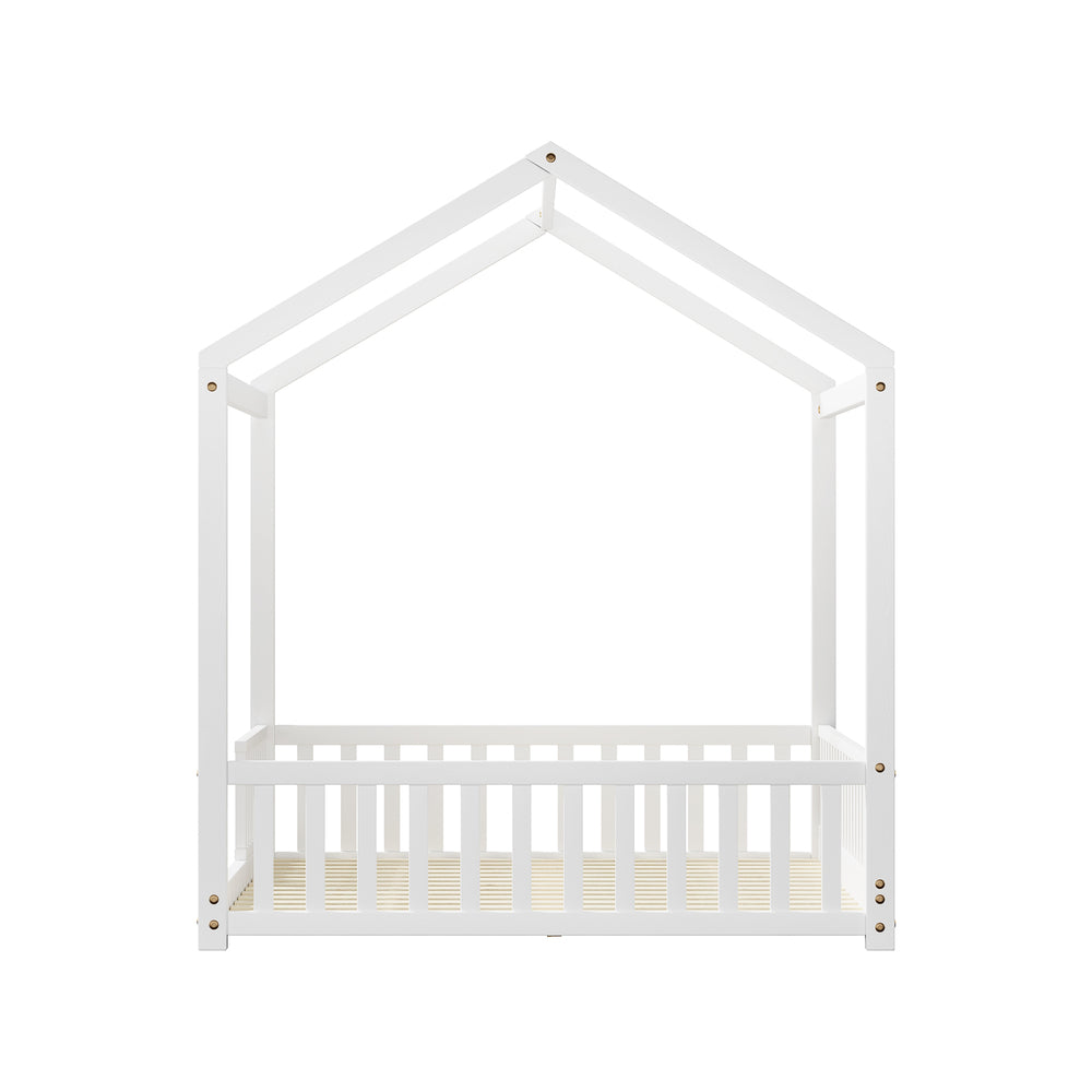 Scandi Wooden Kids House in Double Size | Novelty Kids Beds | White Wooden Childrens Bed