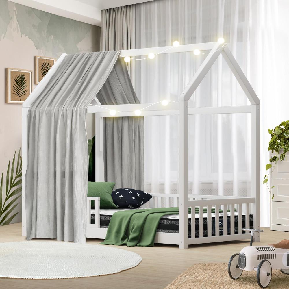 Scandi Wooden Kids House or Teepee Bed with Mattress Set | Children's Bed and Mattress Combo