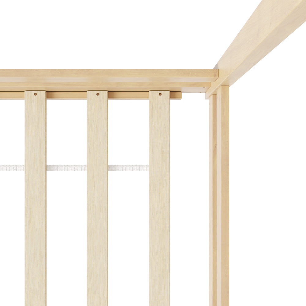 Juno Double Size Wooden NZ Pine Kids House Bed with Fence | Kids House Style Double Bed Frame