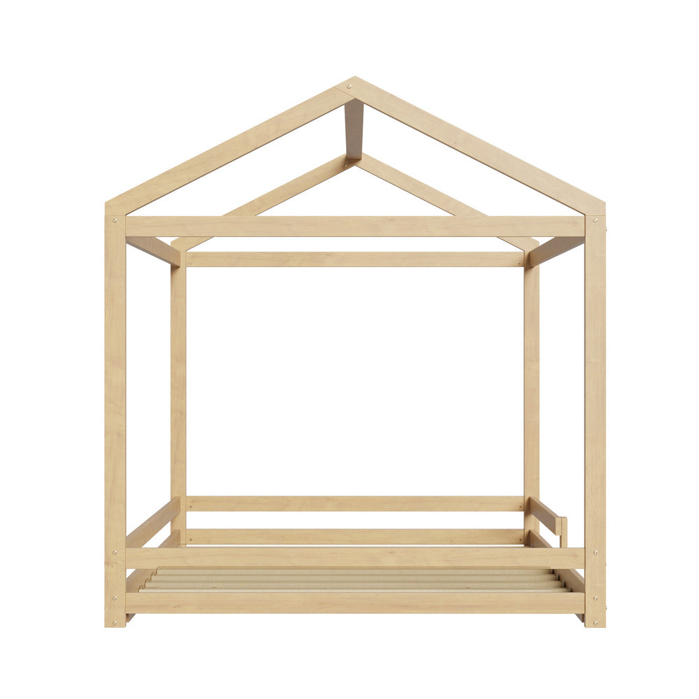 Juno Double Size Wooden NZ Pine Kids House Bed with Fence | Kids House Style Double Bed Frame