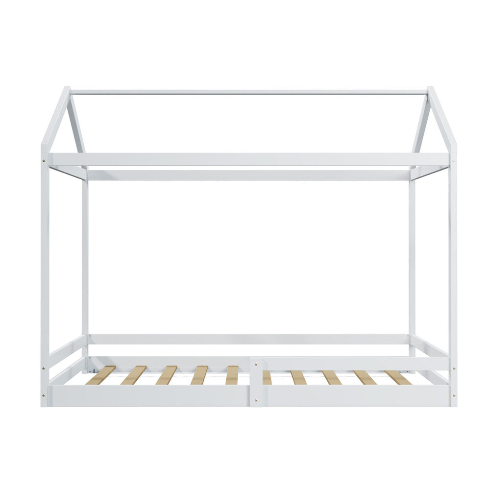 Juno Double Size Wooden NZ Pine Kids House Bed with Fence | Kids House Style Double Bed Frame