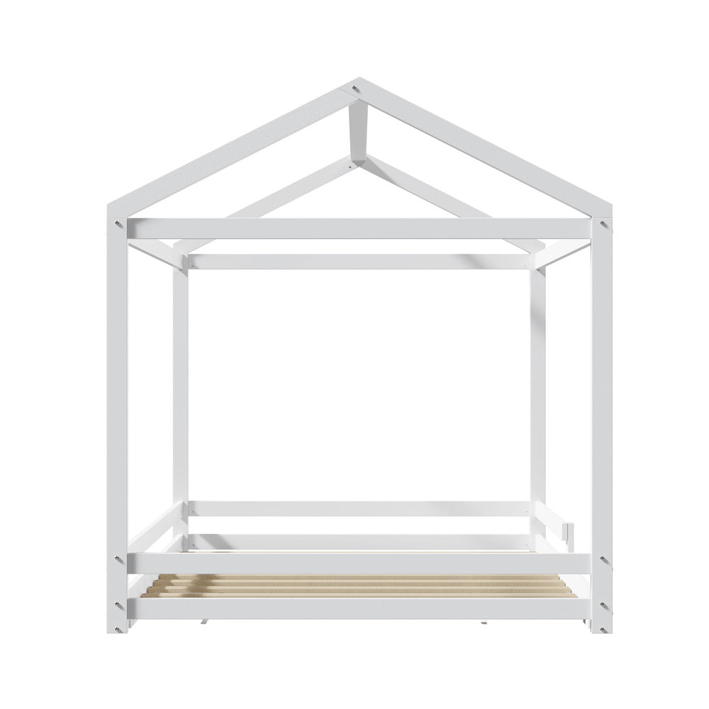 Juno Double Size Wooden NZ Pine Kids House Bed with Fence | Kids House Style Double Bed Frame