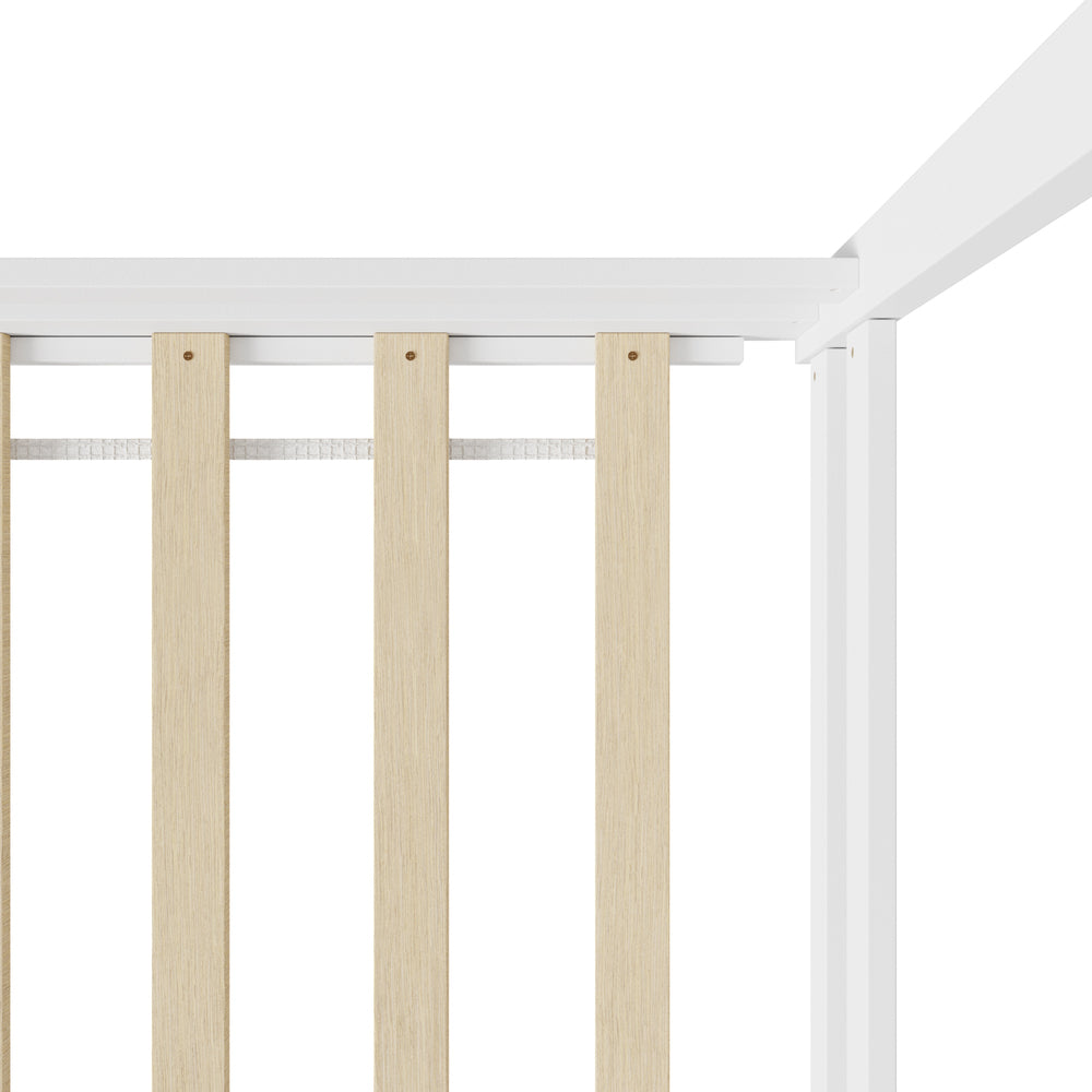 Juno Wooden NZ Pine Kids House Bed with Fence | Kids House Style Bed Frame in Single