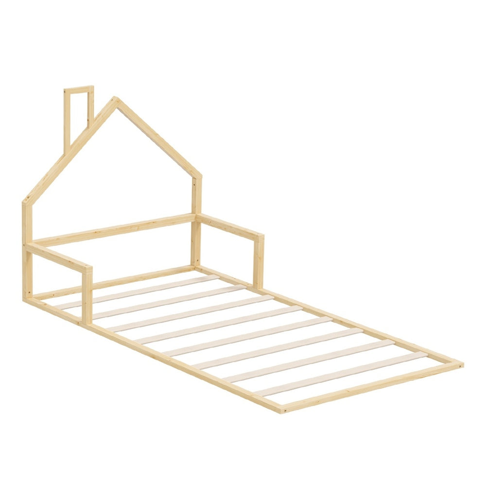 Reggio Luxe Premium Kids Chimney Floor Bed | King Single Size Childrens Wooden Low Profile Floor Bed