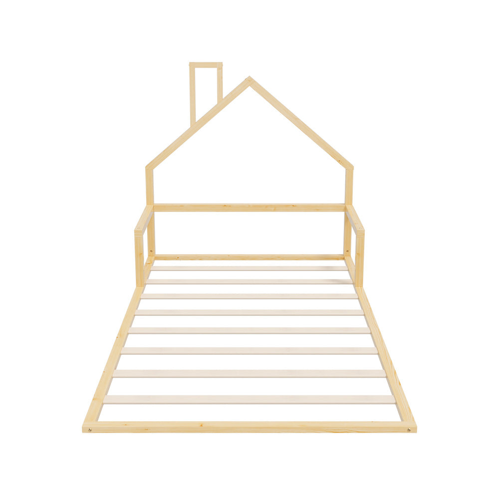 Reggio Luxe Premium Kids Chimney Floor Bed | King Single Size Childrens Wooden Low Profile Floor Bed