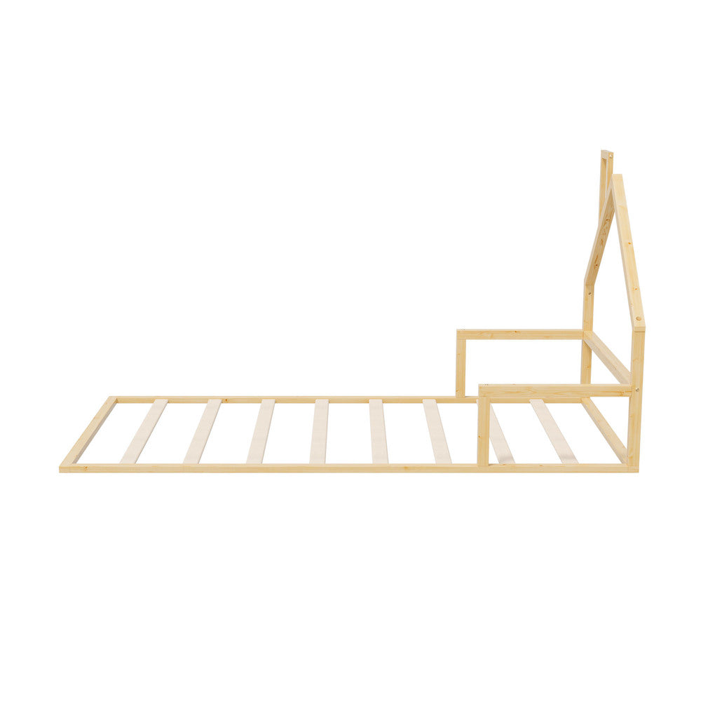 Reggio Luxe Premium Kids Chimney Floor Bed | King Single Size Childrens Wooden Low Profile Floor Bed