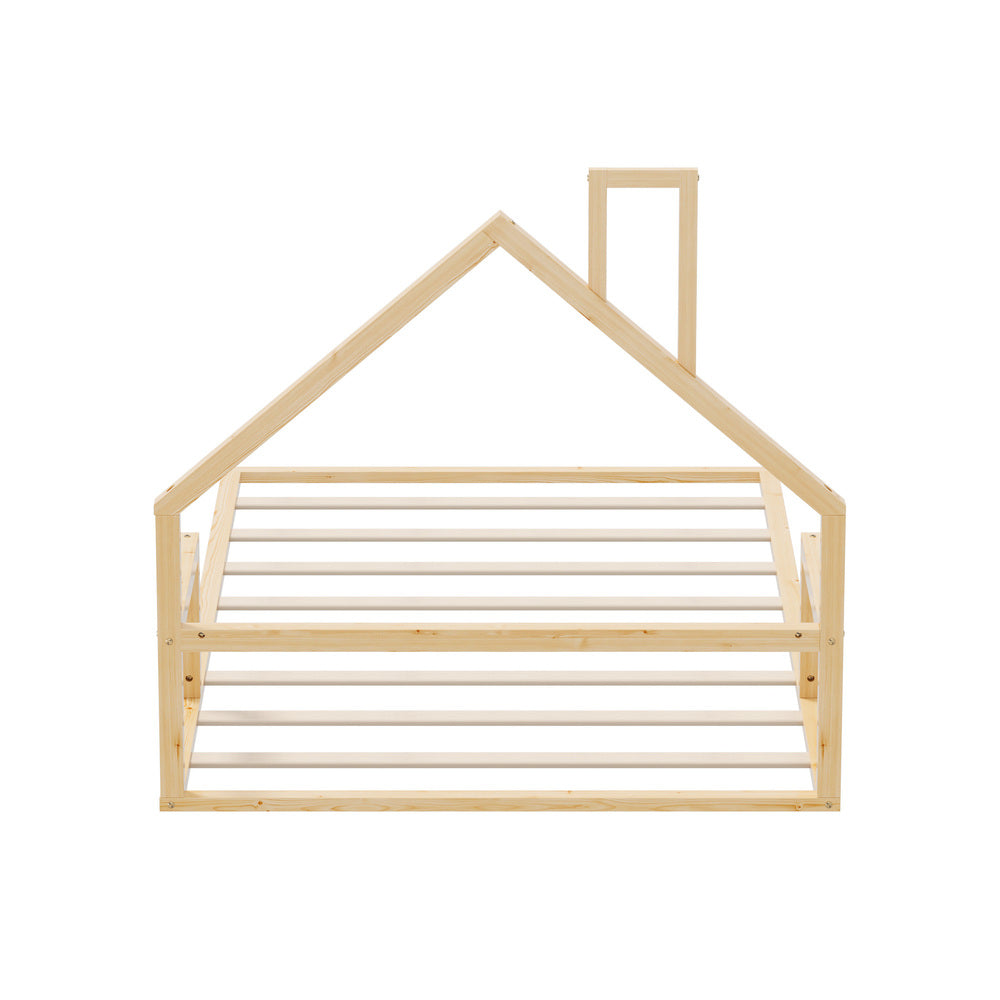 Reggio Luxe Premium Kids Chimney Floor Bed | King Single Size Childrens Wooden Low Profile Floor Bed