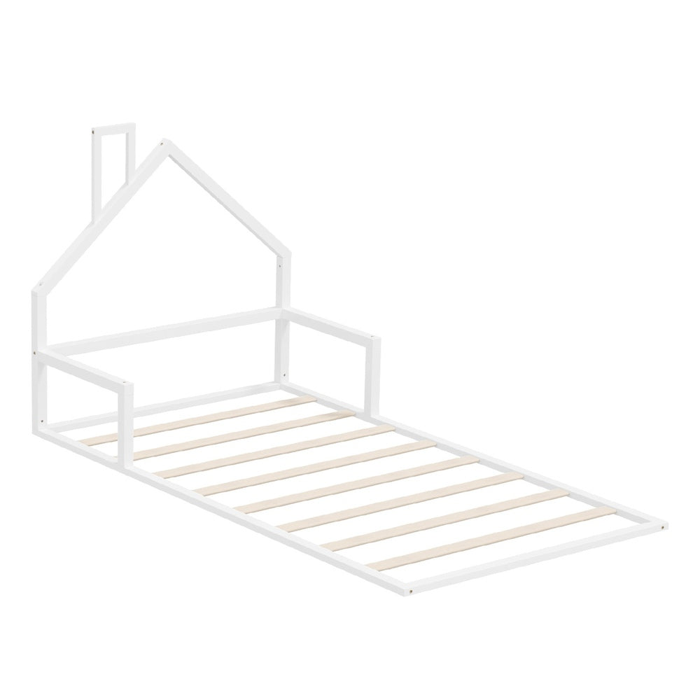 Reggio Luxe Premium Kids Chimney Floor Bed | King Single Size Childrens Wooden Low Profile Floor Bed