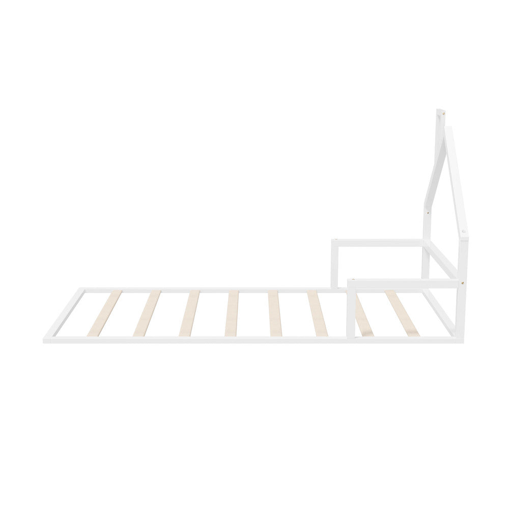 Reggio Luxe Premium Kids Chimney Floor Bed | King Single Size Childrens Wooden Low Profile Floor Bed