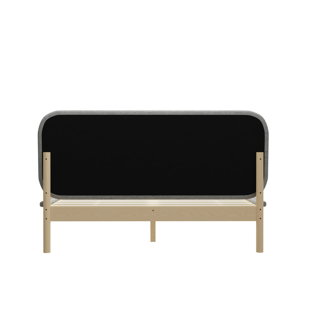 Norsa Soft Padded Fabric Platform Bed  | Modern Linear Strong Wooden Bed Frame