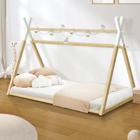 Scandi Wooden Kids House or Teepee Bed in Single Size | Novelty Kids Beds | Wooden Childrens Beds