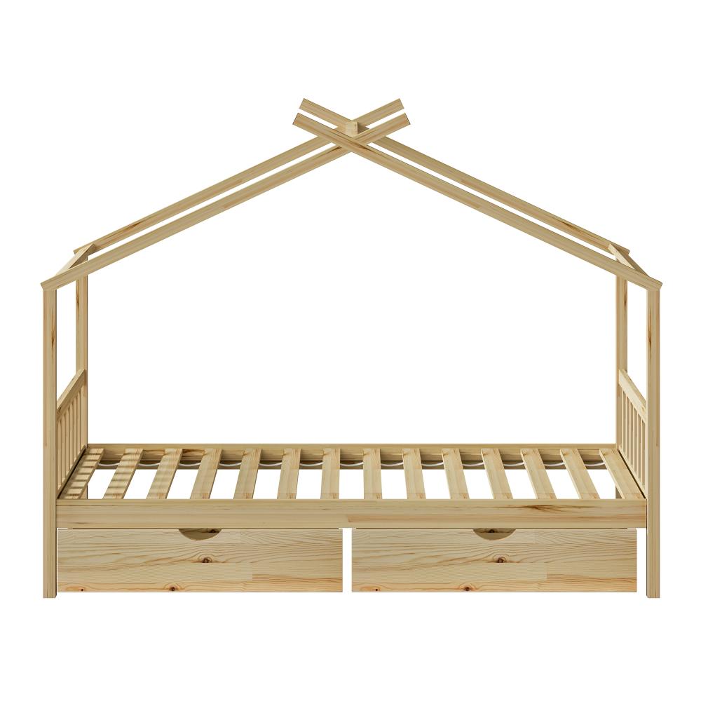 Scandi Luxe Premium Kids Timber House Bed with Drawers | Funzee Kids House Style Storage Bed Frame