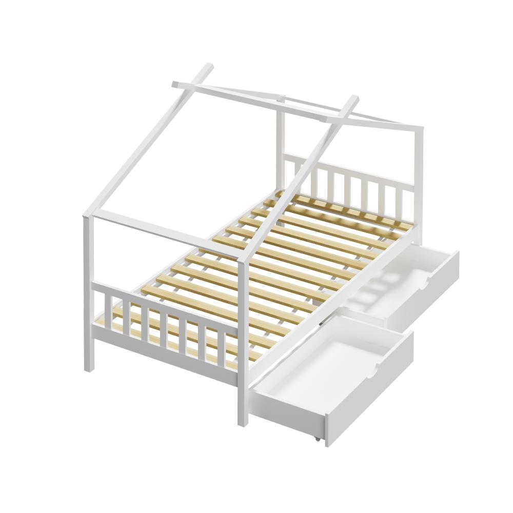 Scandi Luxe Premium Kids Timber House Bed with Drawers | Funzee Kids House Style Storage Bed Frame