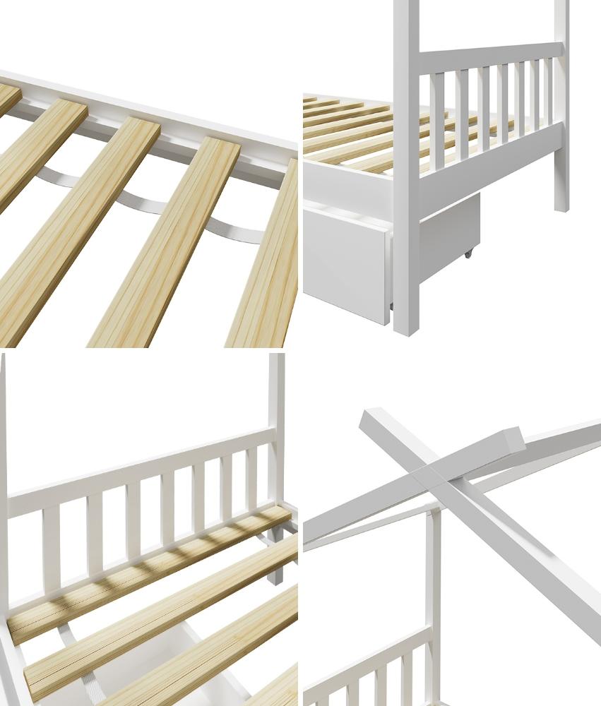 Scandi Luxe Premium Kids Timber House Bed with Drawers | Funzee Kids House Style Storage Bed Frame
