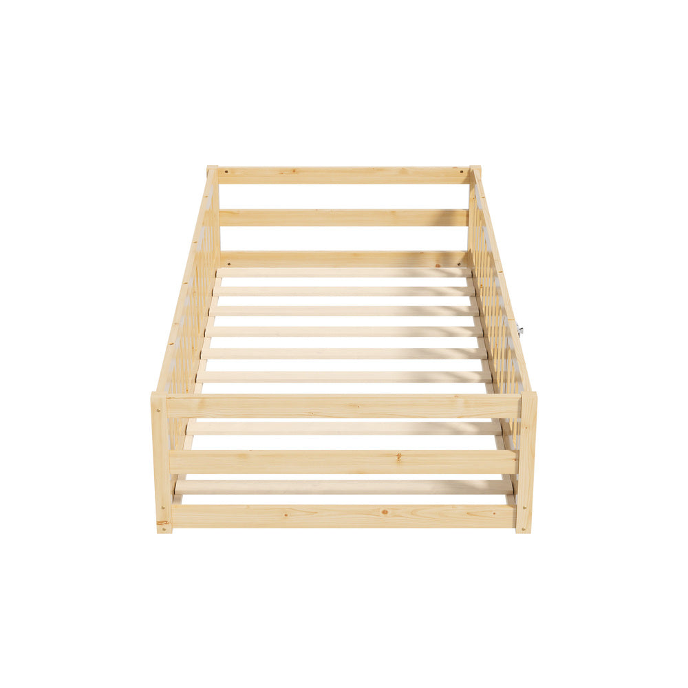 Reggio Luxe Premium Kids Timber Guard Bed | Single Size Childrens Wooden Gate Guard Bed