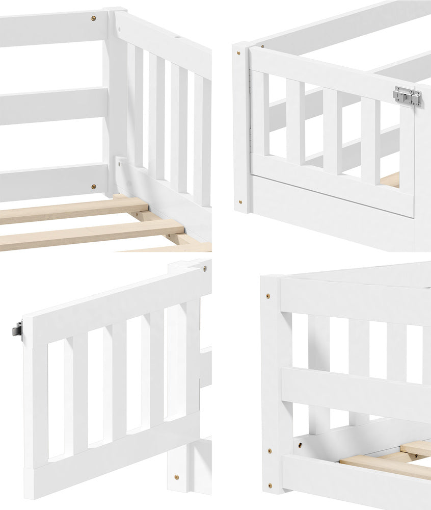 Reggio Luxe Premium Kids Timber Guard Bed | Single Size Childrens Wooden Gate Guard Bed