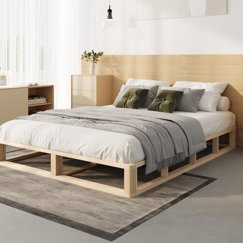 Rearo Cage Style Wooden Slim Bed Base | Modern Minimialistic Durable Wooden Bed Frame Base
