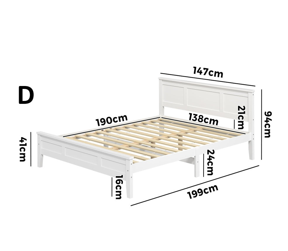 Aria Hampton White Wooden Bed Frame | Solid Modern Timber Bed High Quality Frame