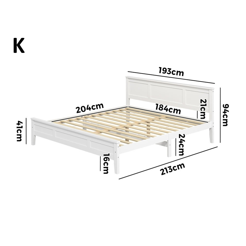 Aria Hampton White Wooden Bed Frame | Solid Modern Timber Bed High Quality Frame