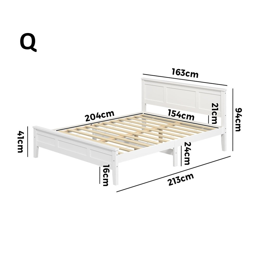 Aria Hampton White Wooden Bed Frame | Solid Modern Timber Bed High Quality Frame