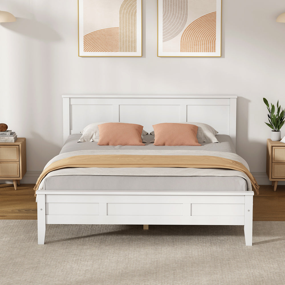Aria Hampton White Wooden Bed Frame | Solid Modern Timber Bed High Quality Frame