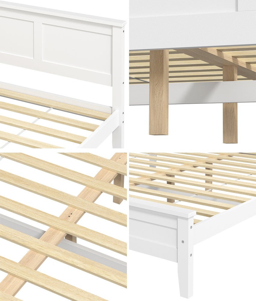 Aria Hampton White Wooden Bed Frame | Solid Modern Timber Bed High Quality Frame