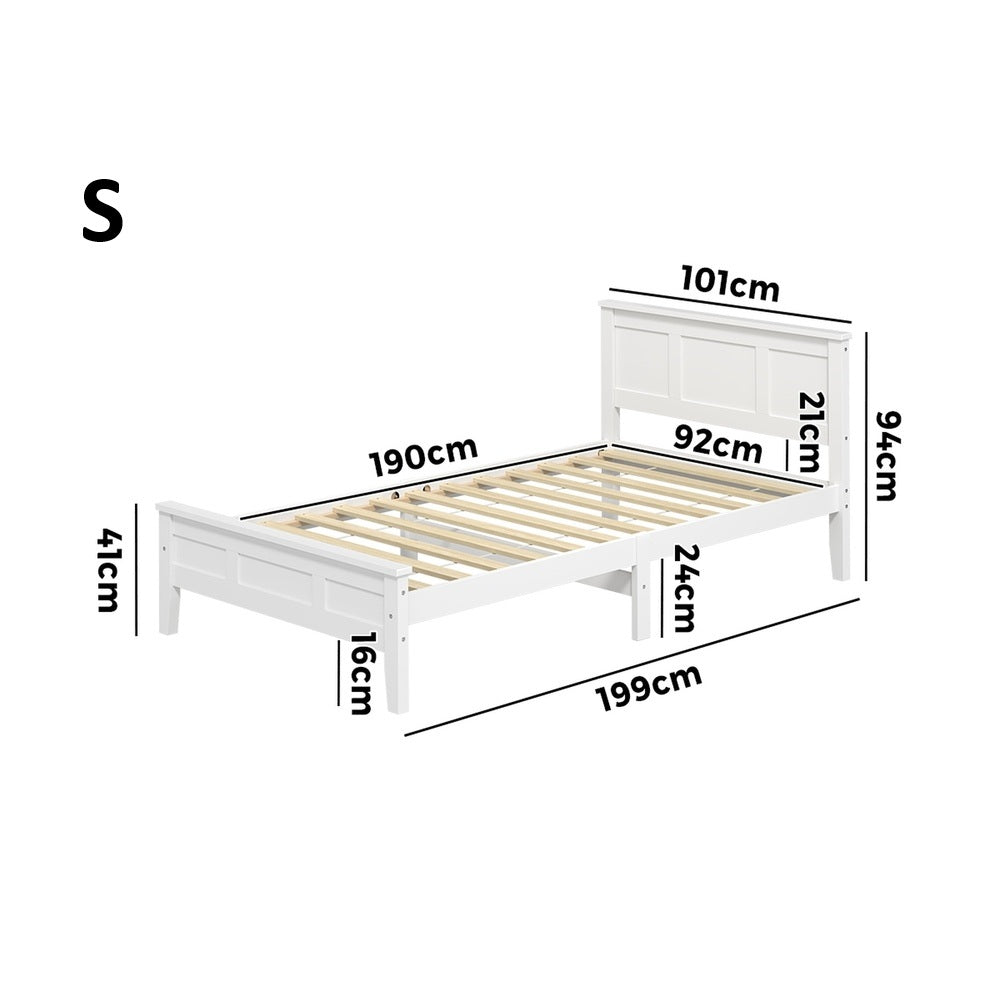 Aria Hampton White Wooden Bed Frame | Solid Modern Timber Bed High Quality Frame