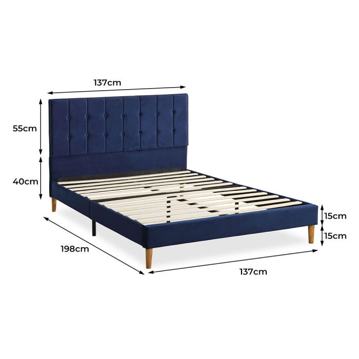 Polizano Velvet Touch Tuffted Modern Bed Frame | Luxury Premium Soft Plush Velvet Bed