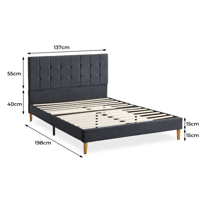 Polizano Velvet Touch Tuffted Modern Bed Frame | Luxury Premium Soft Plush Velvet Bed