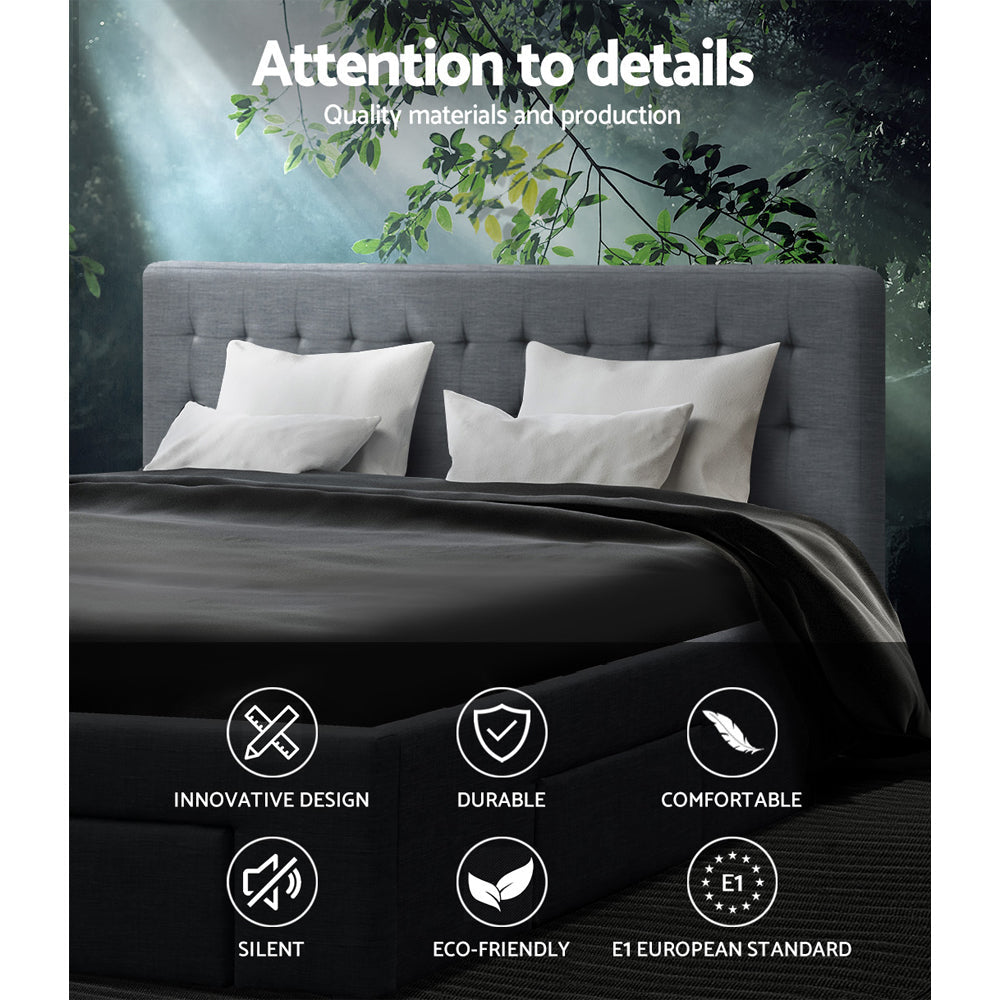 Portofino Supreme Drawer Storage Fabric Bed | Grey Multi Storage Tufted Upholstered Bed Frame