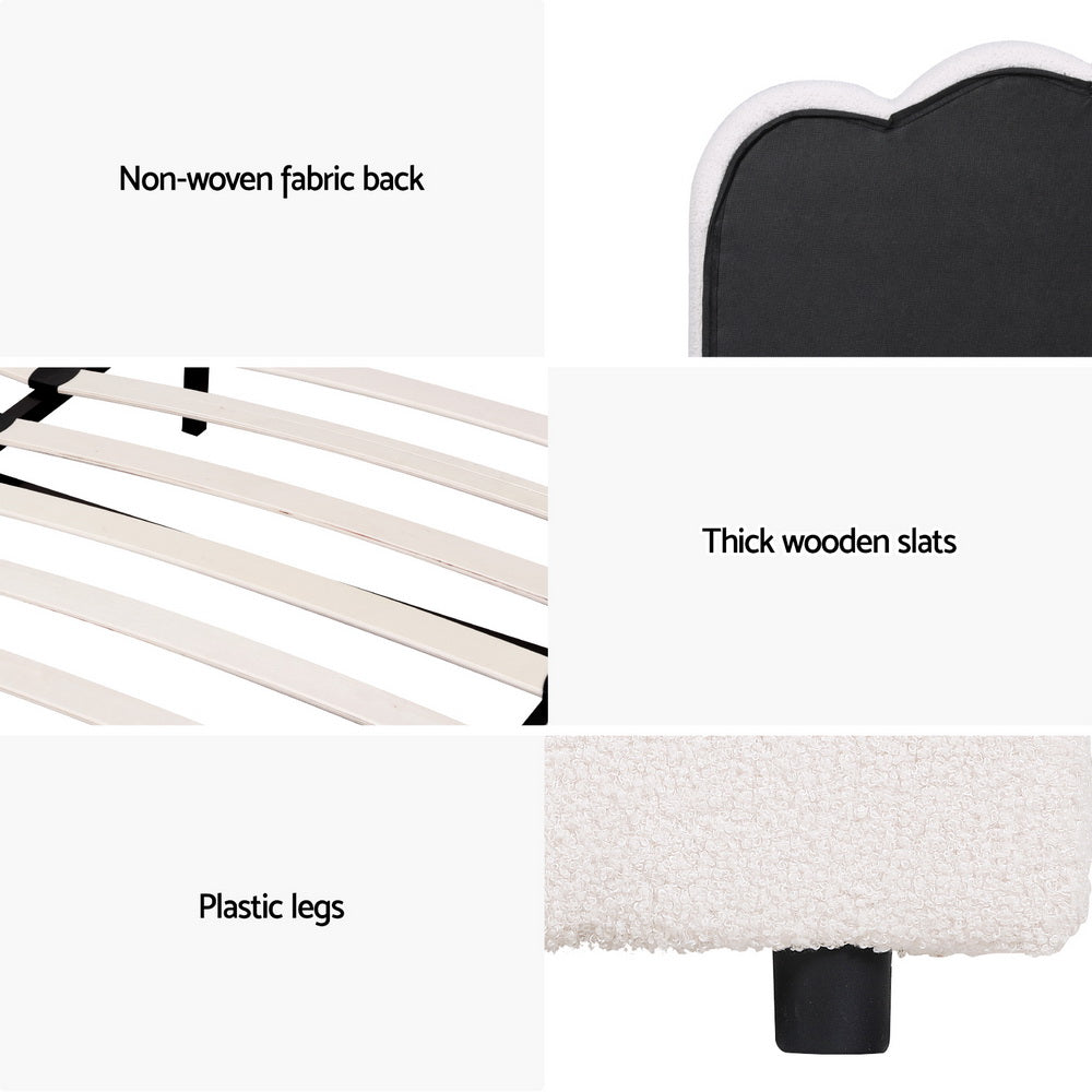 Teddy Milo Boucle Fabric Deluxe Gas Lift Storage Bed Frame | Superior Fabric Gas Lift Modern Bed | 4 Sizes