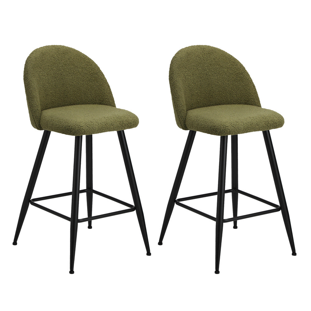 Set of Two Capri Boucle Fabric High Back Barstools | Stylish Modern Boucle Barstools Set