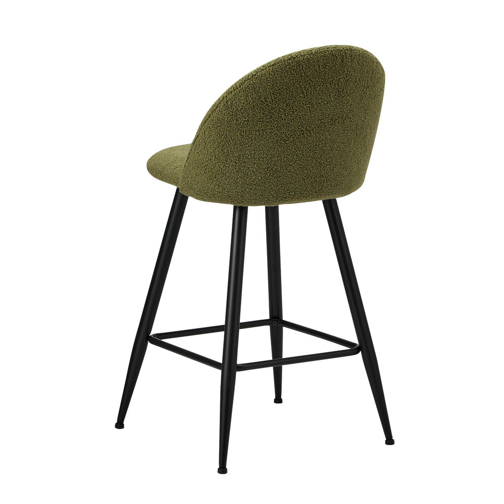 Set of Two Capri Boucle Fabric High Back Barstools | Stylish Modern Boucle Barstools Set