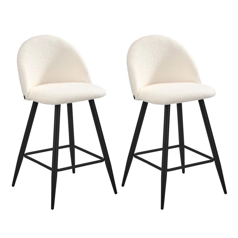 Set of Two Capri Boucle Fabric High Back Barstools | Stylish Modern Boucle Barstools Set