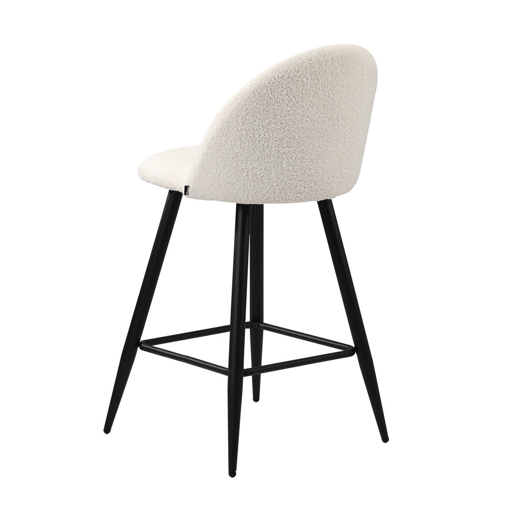 Set of Two Capri Boucle Fabric High Back Barstools | Stylish Modern Boucle Barstools Set