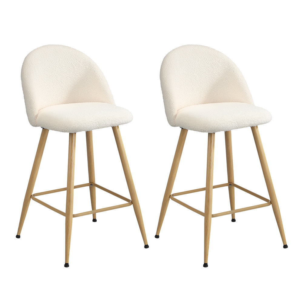 Set of Two Capri Boucle Fabric High Back Barstools | Stylish Modern Boucle Barstools Set