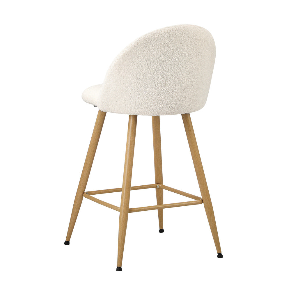 Set of Two Capri Boucle Fabric High Back Barstools | Stylish Modern Boucle Barstools Set