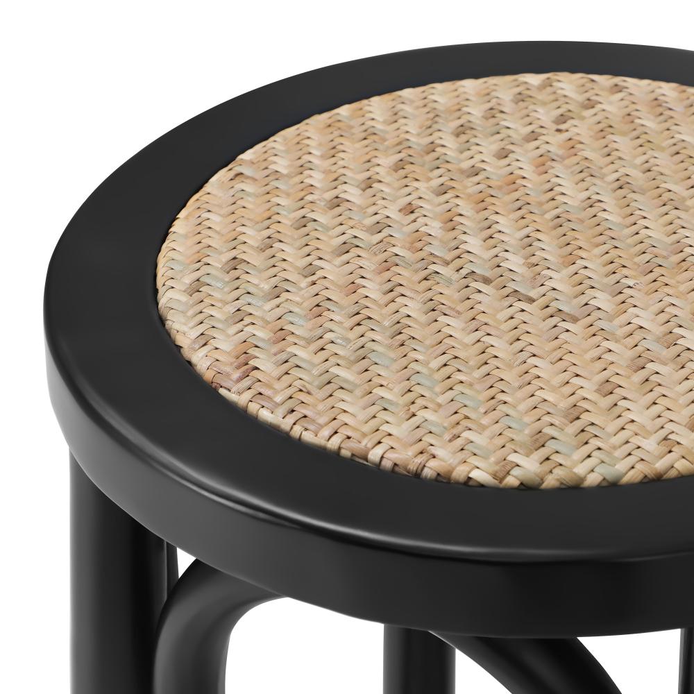 Set of Two Eros Vintage Wooden Rattan Barstools | Stylish Retro Wooden Barstools Set