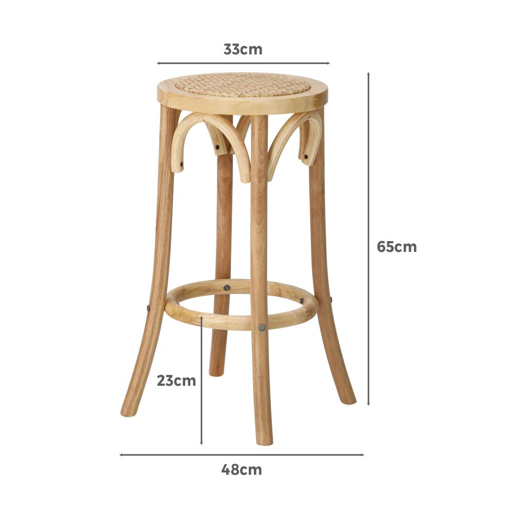 Set of Two Eros Vintage Wooden Rattan Barstools | Stylish Retro Wooden Barstools Set