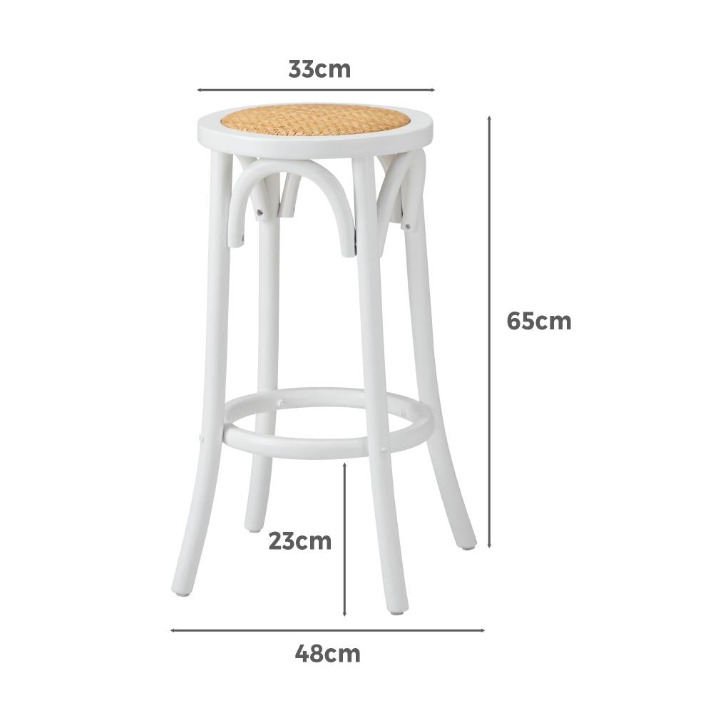 Set of Two Eros Vintage Wooden Rattan Barstools | Stylish Retro Wooden Barstools Set