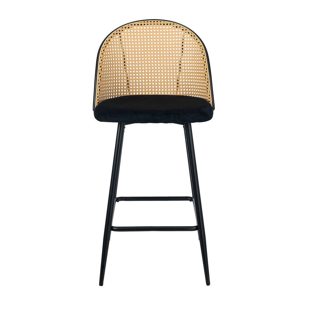 Set of Two Centrum Rattan High Back Barstool Set | Beautiful 95cm Modern Retro Kitchen Barstools