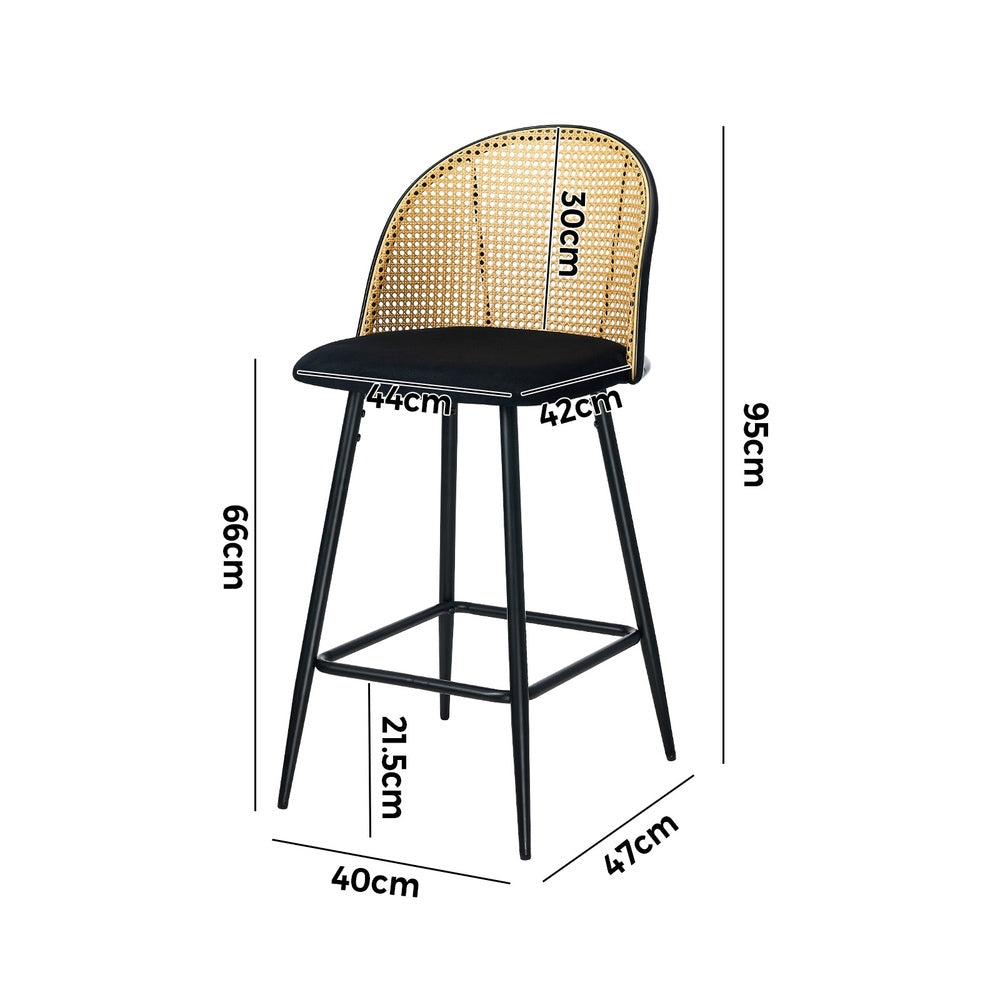 Set of Two Centrum Rattan High Back Barstool Set | Beautiful 95cm Modern Retro Kitchen Barstools