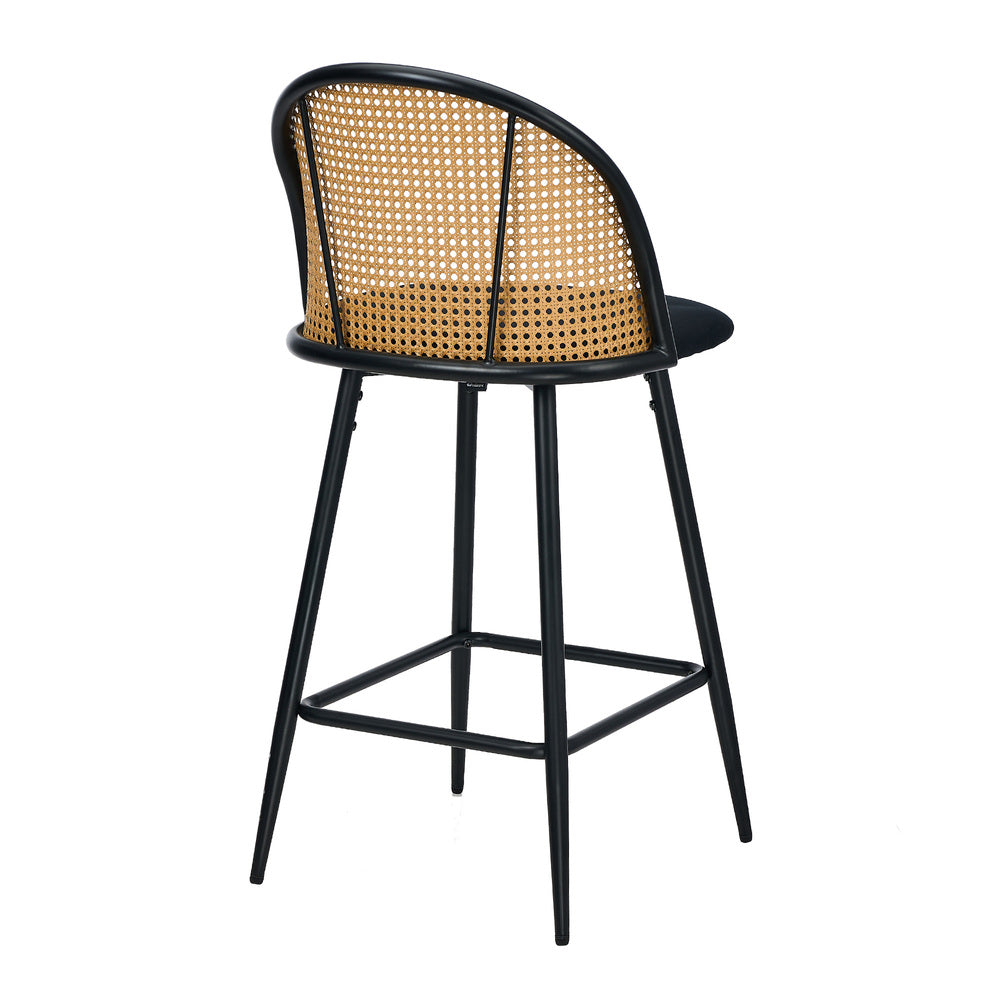 Set of Two Centrum Rattan High Back Barstool Set | Beautiful 95cm Modern Retro Kitchen Barstools