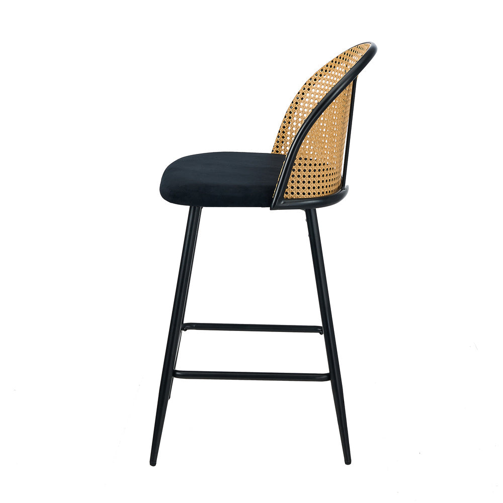 Set of Two Centrum Rattan High Back Barstool Set | Beautiful 95cm Modern Retro Kitchen Barstools